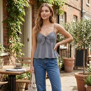 Abercrombie & Fitch Grey and White Striped Camisole